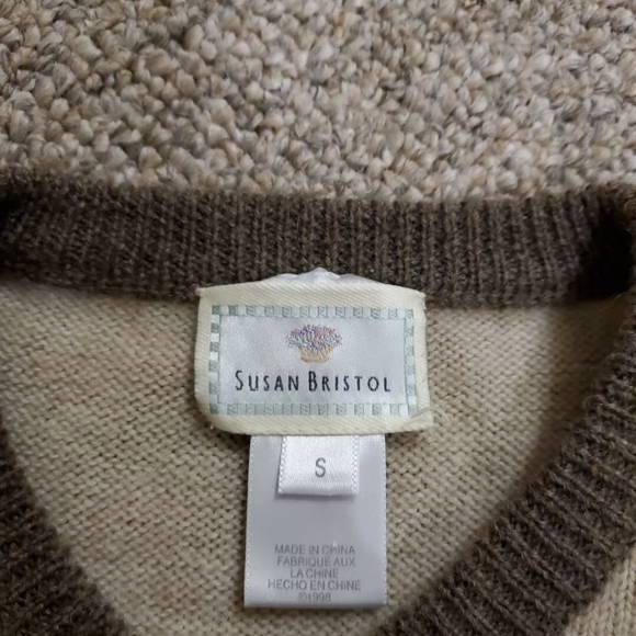 Vintage Susan Bristol Beige/Brown Floral Pattern Cardigan/Sweater - Picture 5 of 10